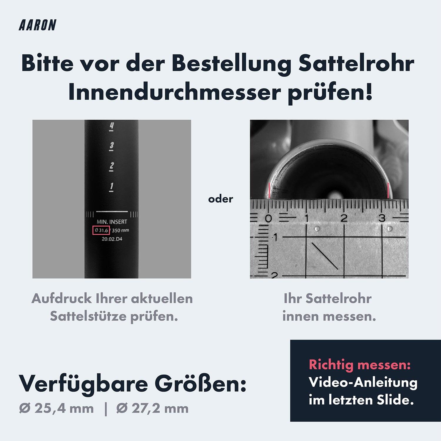 Tube Sattelstütze - Ø 25,4 mm - 350 mm Länge - 6061 Aluminium, schwarz 2/5