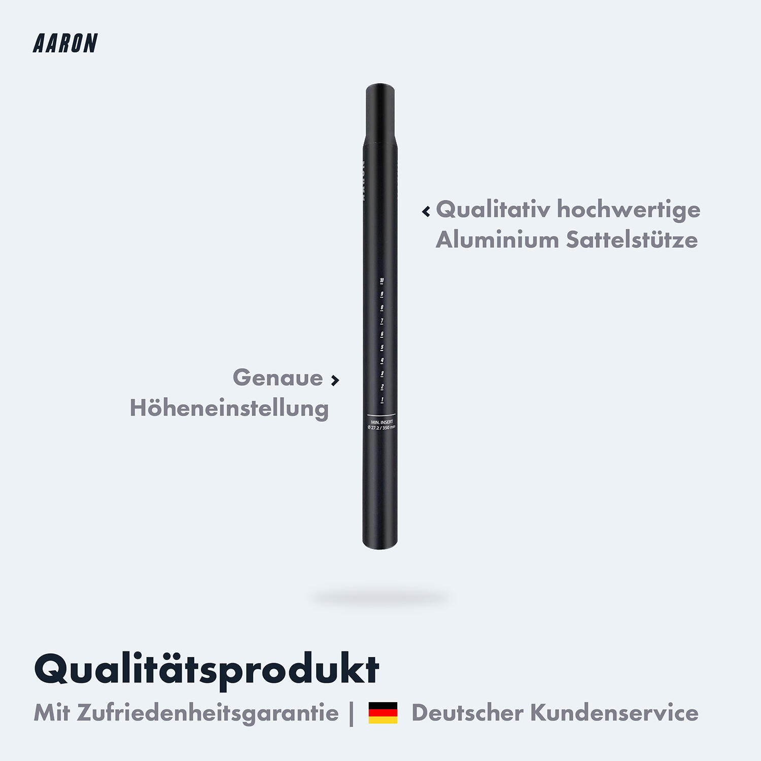 Tube Sattelstütze - Ø 25,4 mm - 350 mm Länge - 6061 Aluminium, schwarz 4/5