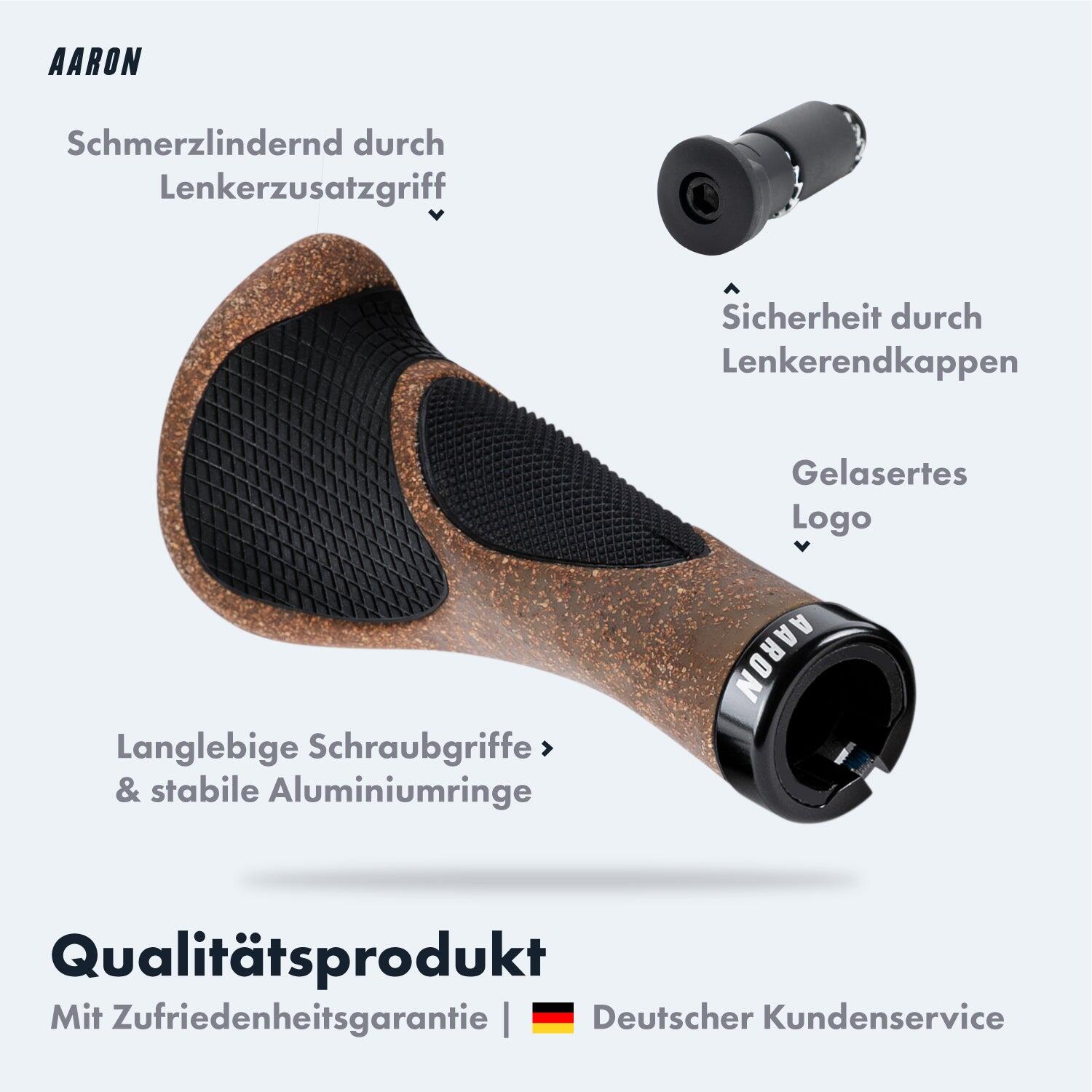 Ergonomic Fahrradgriff mit Gel-Dämpfung 140 mm, Schraubklemmung, Kork 2/5