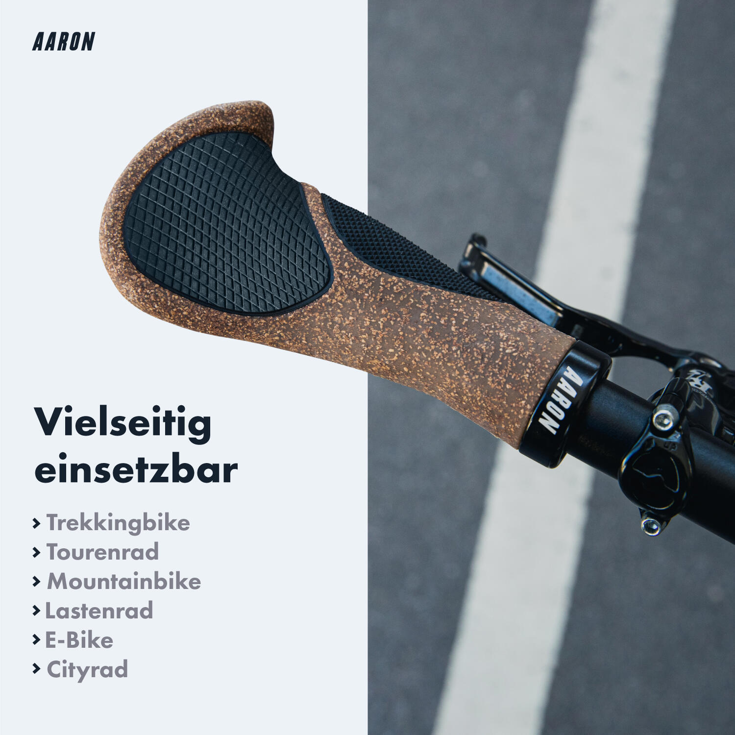 Ergonomic Fahrradgriff mit Gel-Dämpfung 140 mm, Schraubklemmung, Kork 5/5