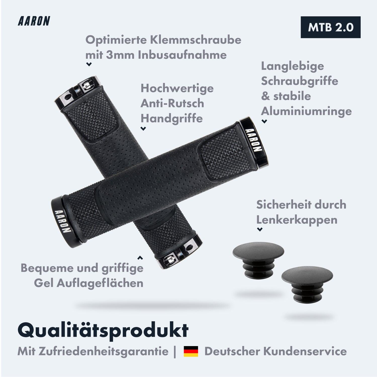 MTB Fahrradgriffe - 33 mm Durchmesser, 130 mm Länge, rutschfest - Schwarz 2/7