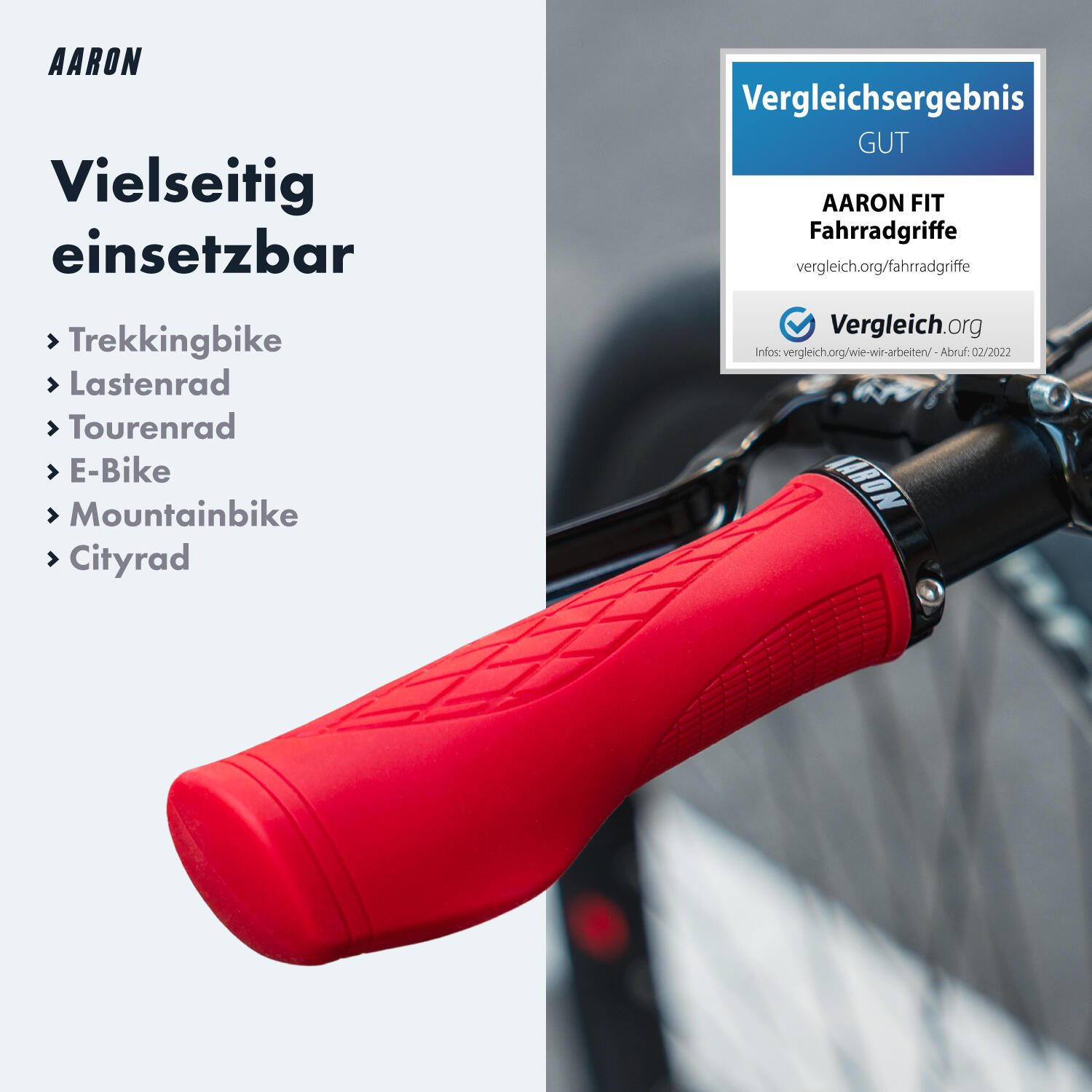 FIT Fahrradgriffe - Ergonomisch, rutschfest, mit Klemmring - Rot 3/7