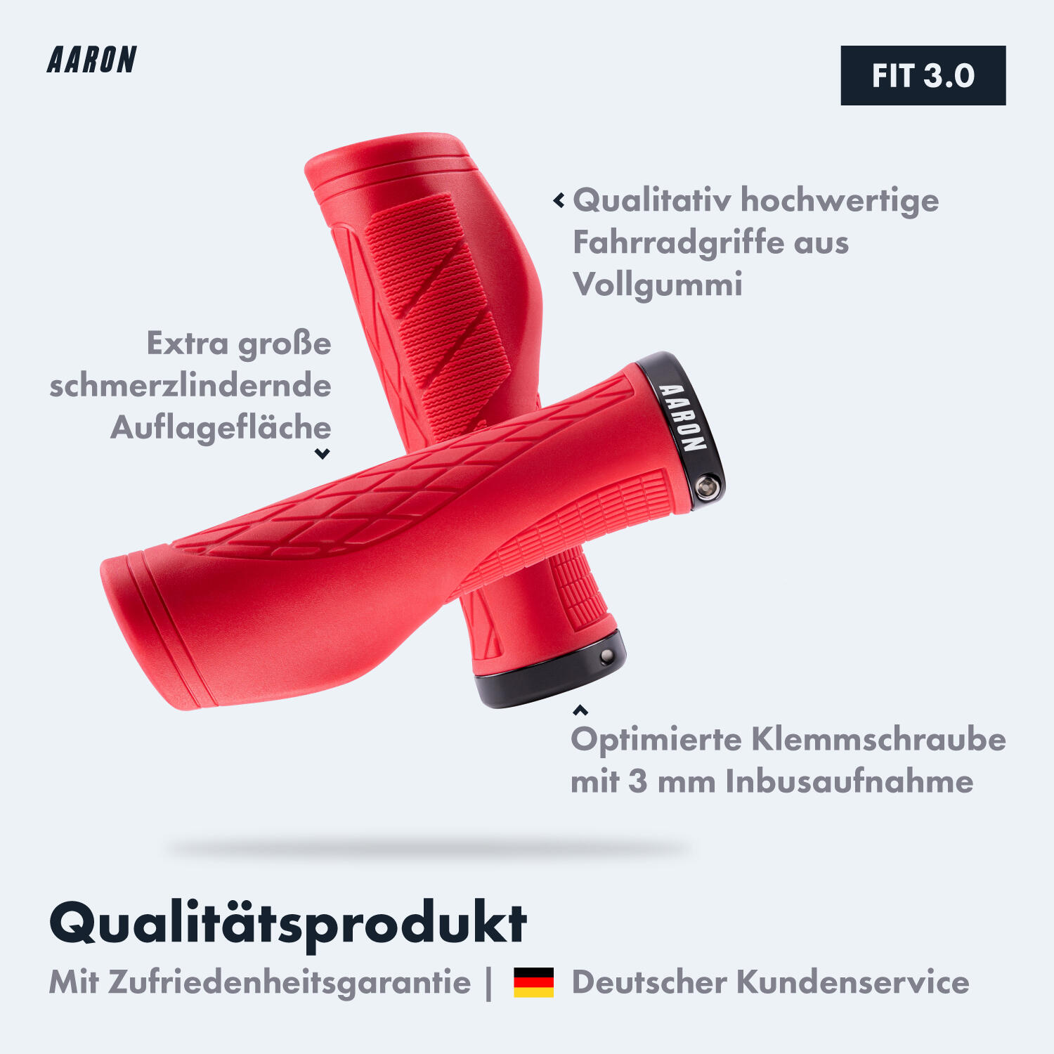 FIT Fahrradgriffe - Ergonomisch, rutschfest, mit Klemmring - Rot 2/7