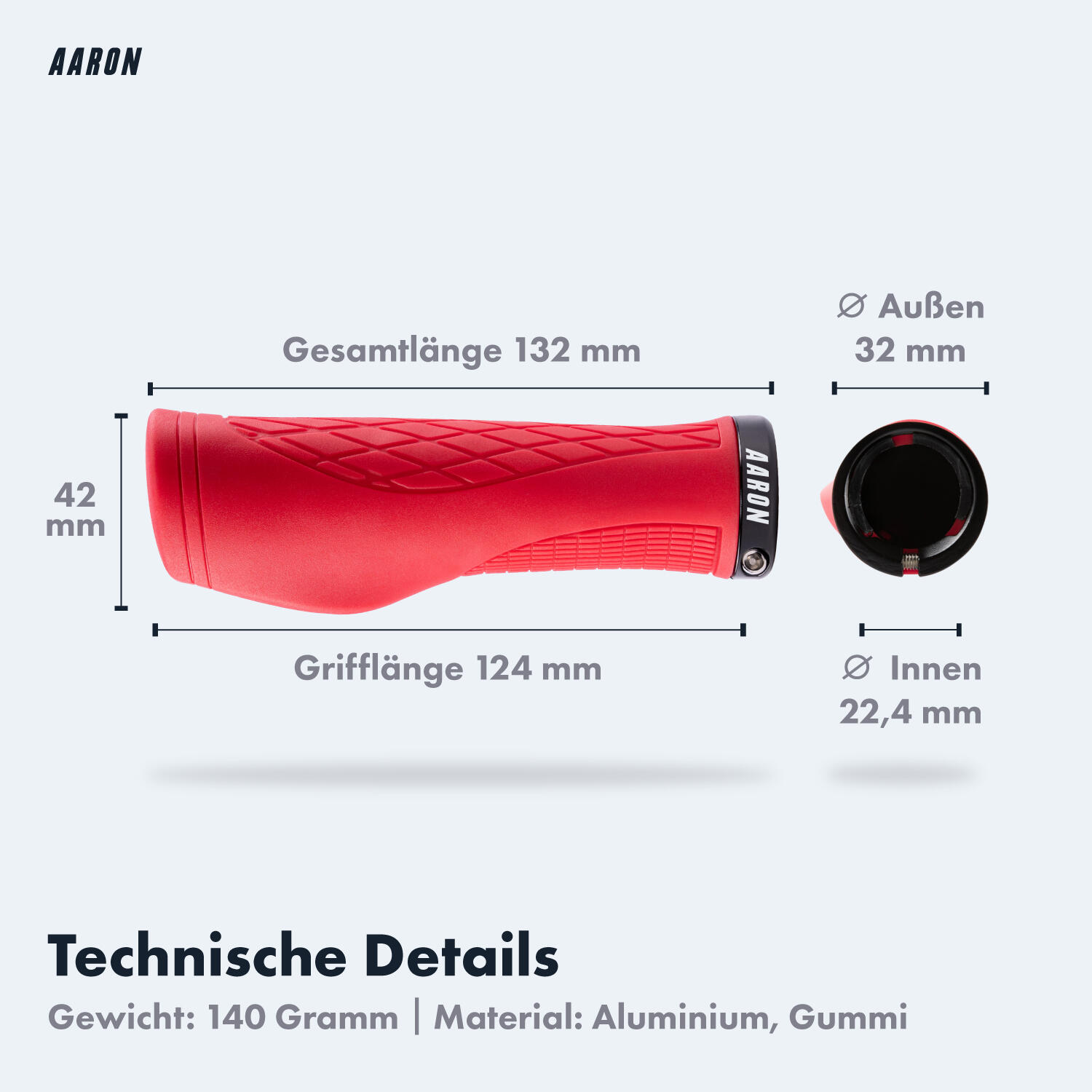 FIT Fahrradgriffe - Ergonomisch, rutschfest, mit Klemmring - Rot 4/7