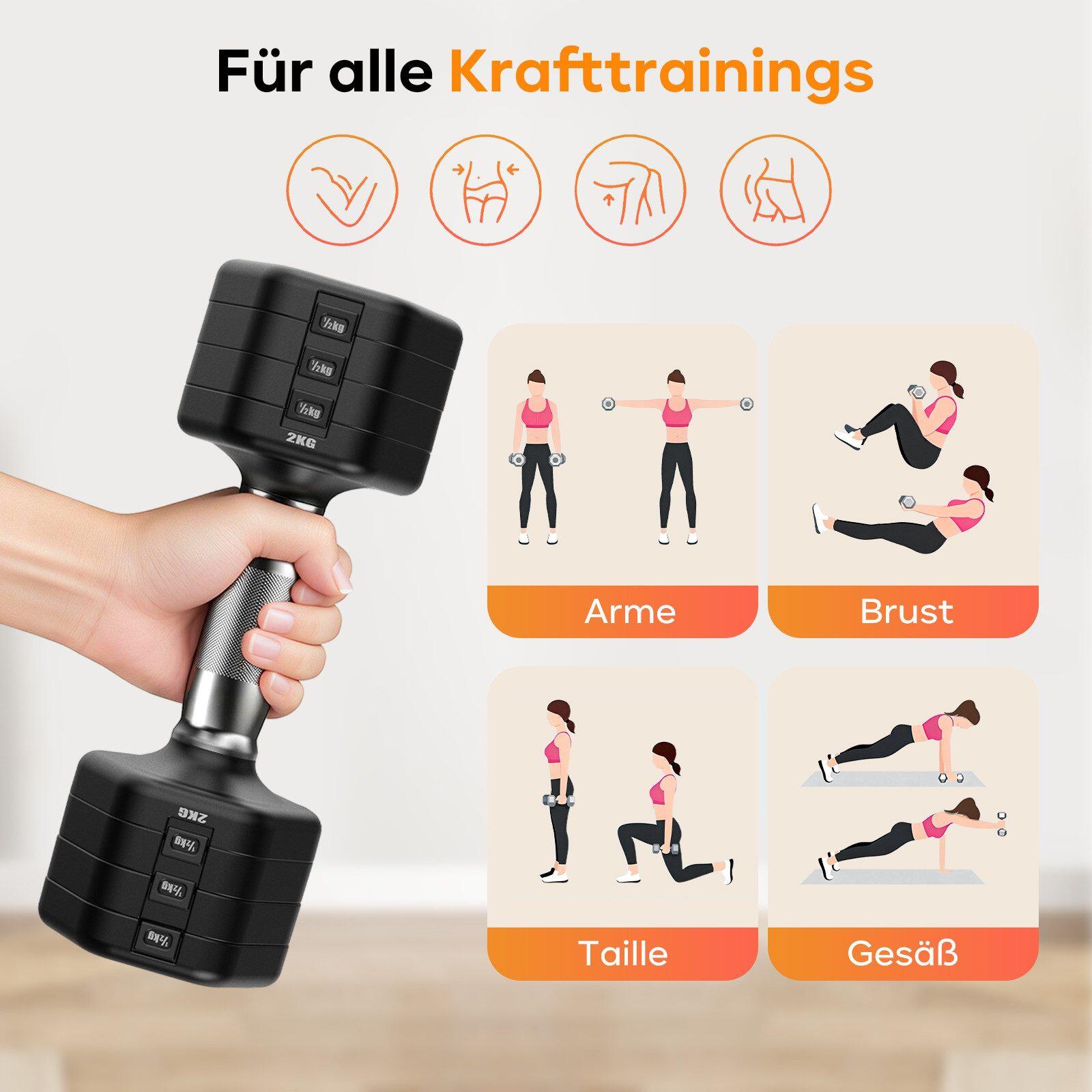 Kit d'haltères 8-en-1, 2 x 5 kg ensemble d'haltères réglables au moins 4 niveaux 5/7