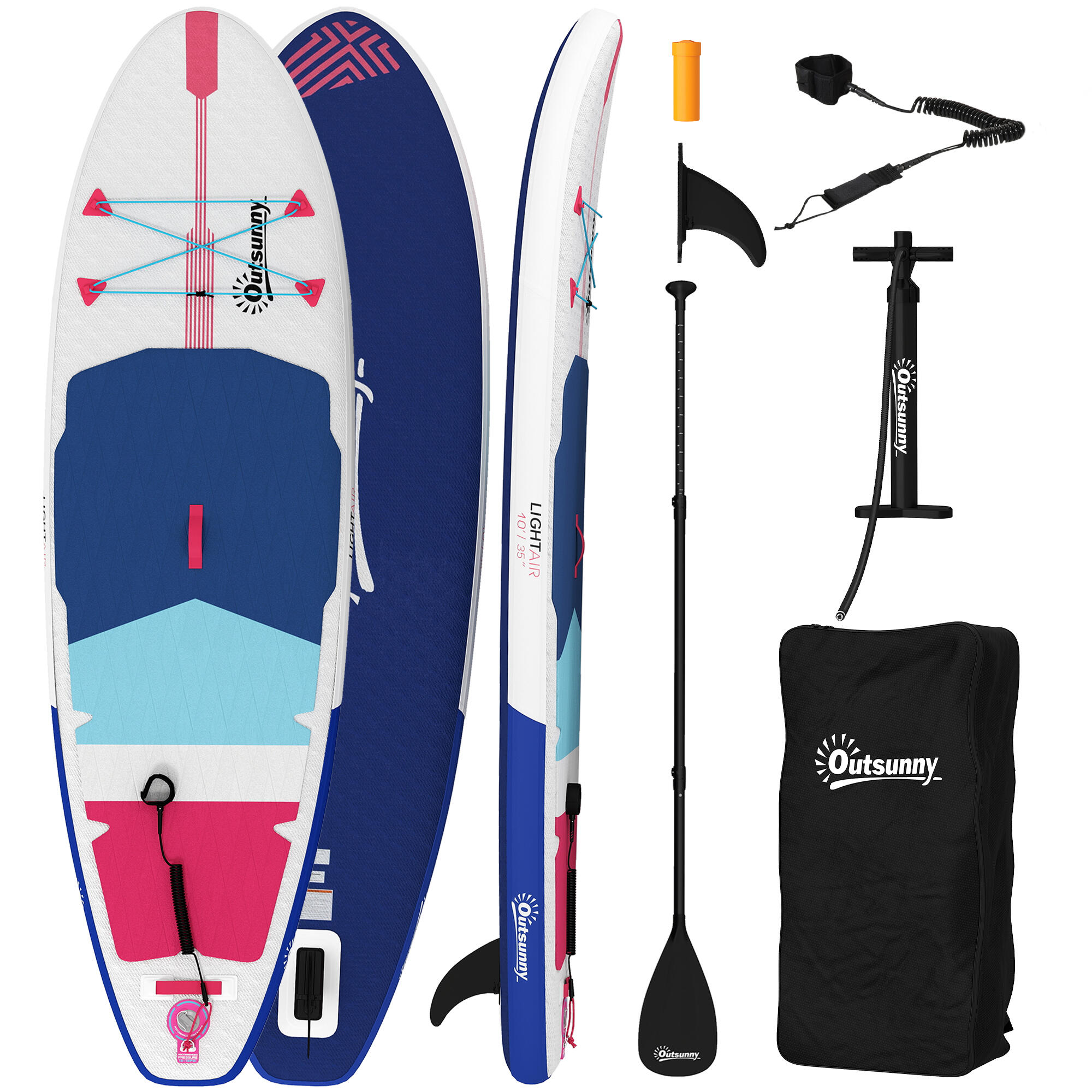 Outsunny SUP Gonfiabile con Pagaia, Pompa e Zaino, 305x89x15cm 1/8