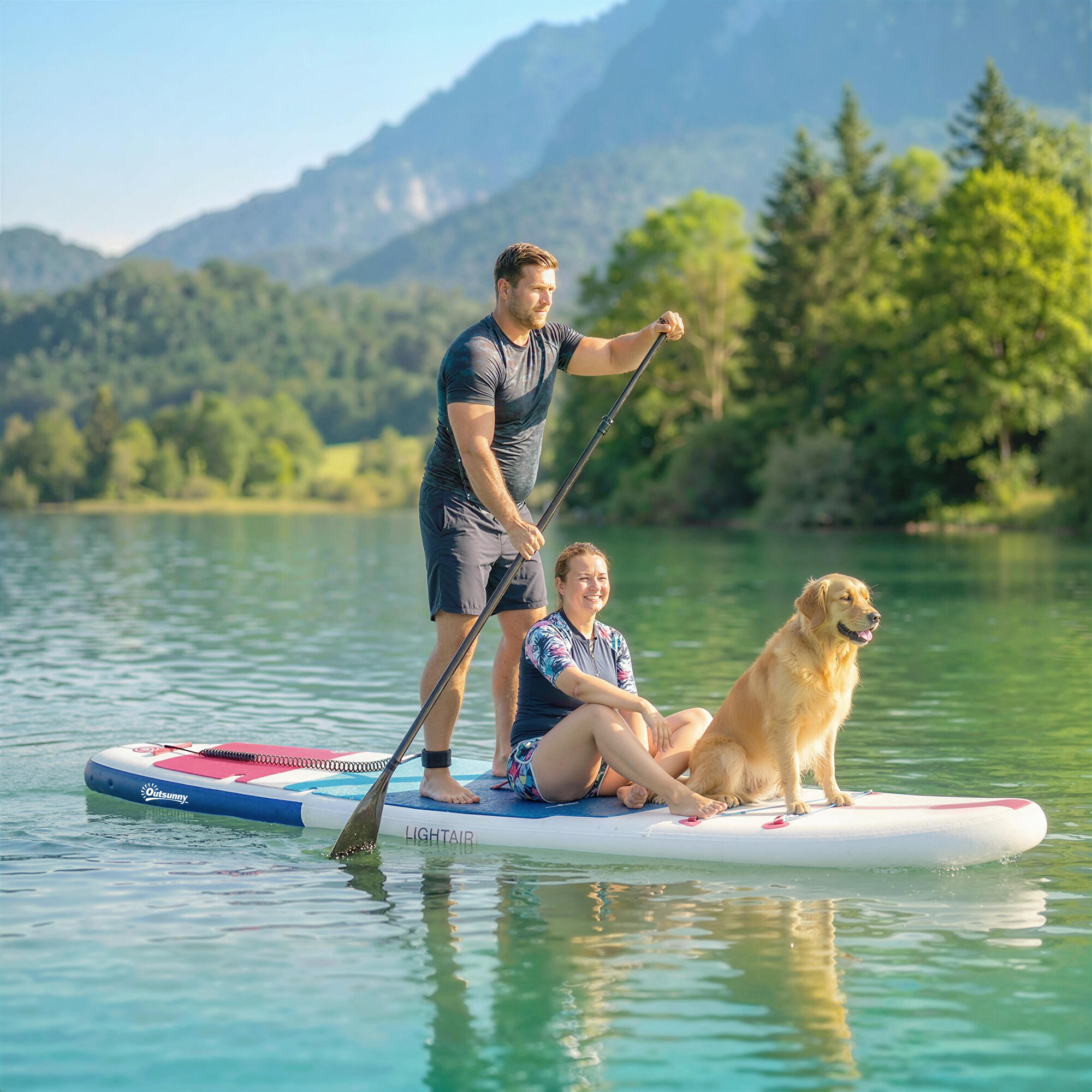 Outsunny SUP Gonfiabile con Pagaia, Pompa e Zaino, 305x89x15cm 2/8
