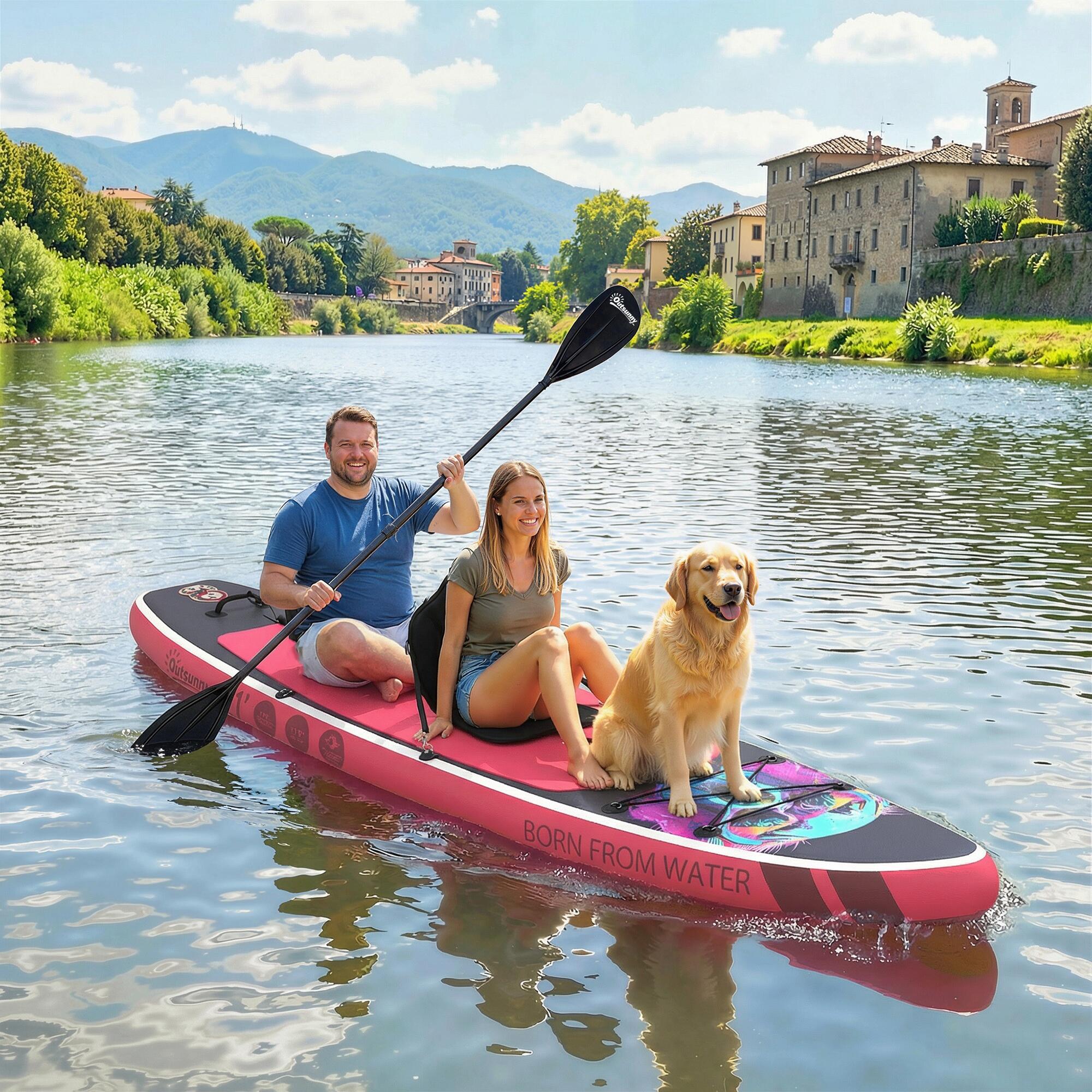 Outsunny SUP Gonfiabile con Sedile e Pagaia, 335x82x15 cm, Blu 2/8