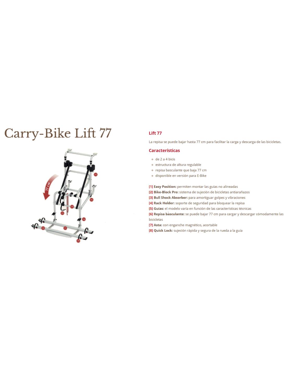 Portabicicletas Fiamma Carry-Bike Lift 77 para autocaravana, 2 bicis. 4/4