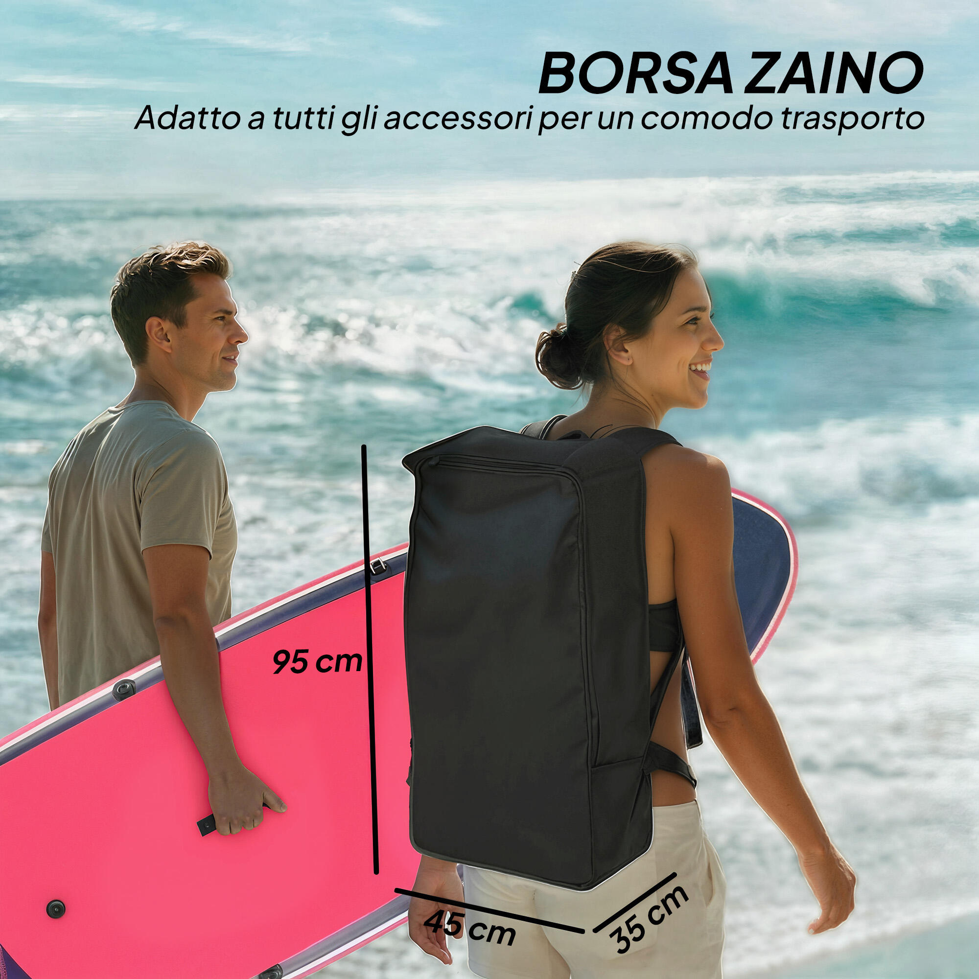 Outsunny SUP Gonfiabile con Sedile e Pagaia, 335x82x15 cm, Blu 7/8
