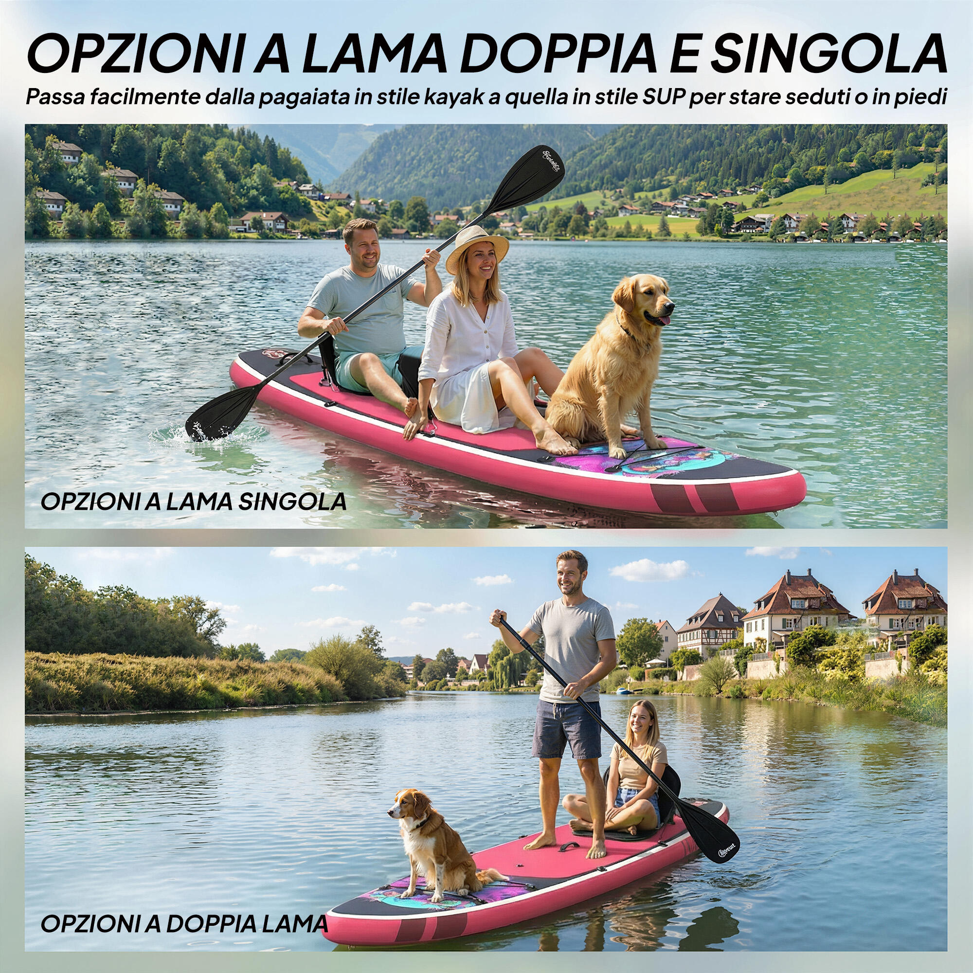 Outsunny SUP Gonfiabile con Sedile e Pagaia, 335x82x15 cm, Blu 5/8