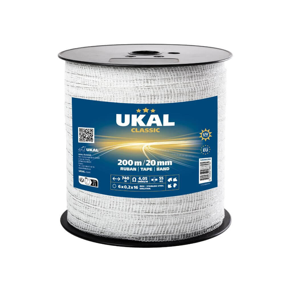 Ruban 20 mm blanc CLASSIC 200 m UKAL 1/2