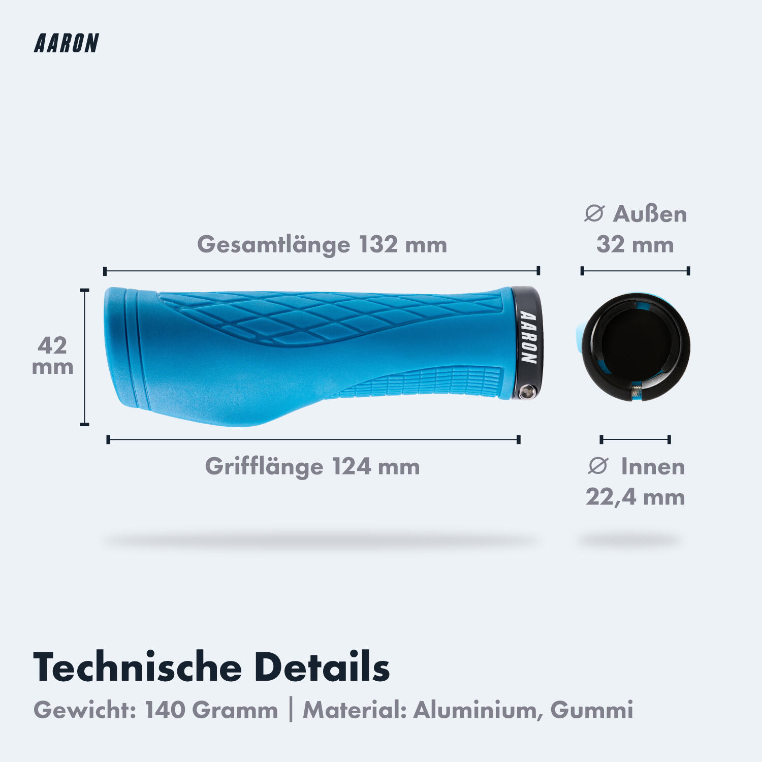FIT Fahrradgriffe - Ergonomisch, rutschfest, mit Klemmring - Blau 4/7