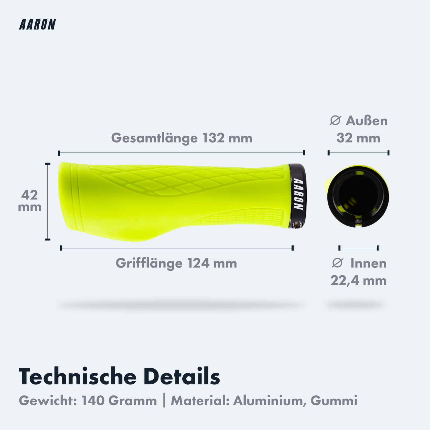 FIT Fahrradgriffe - Ergonomisch, rutschfest, mit Klemmring - Gelb 4/7