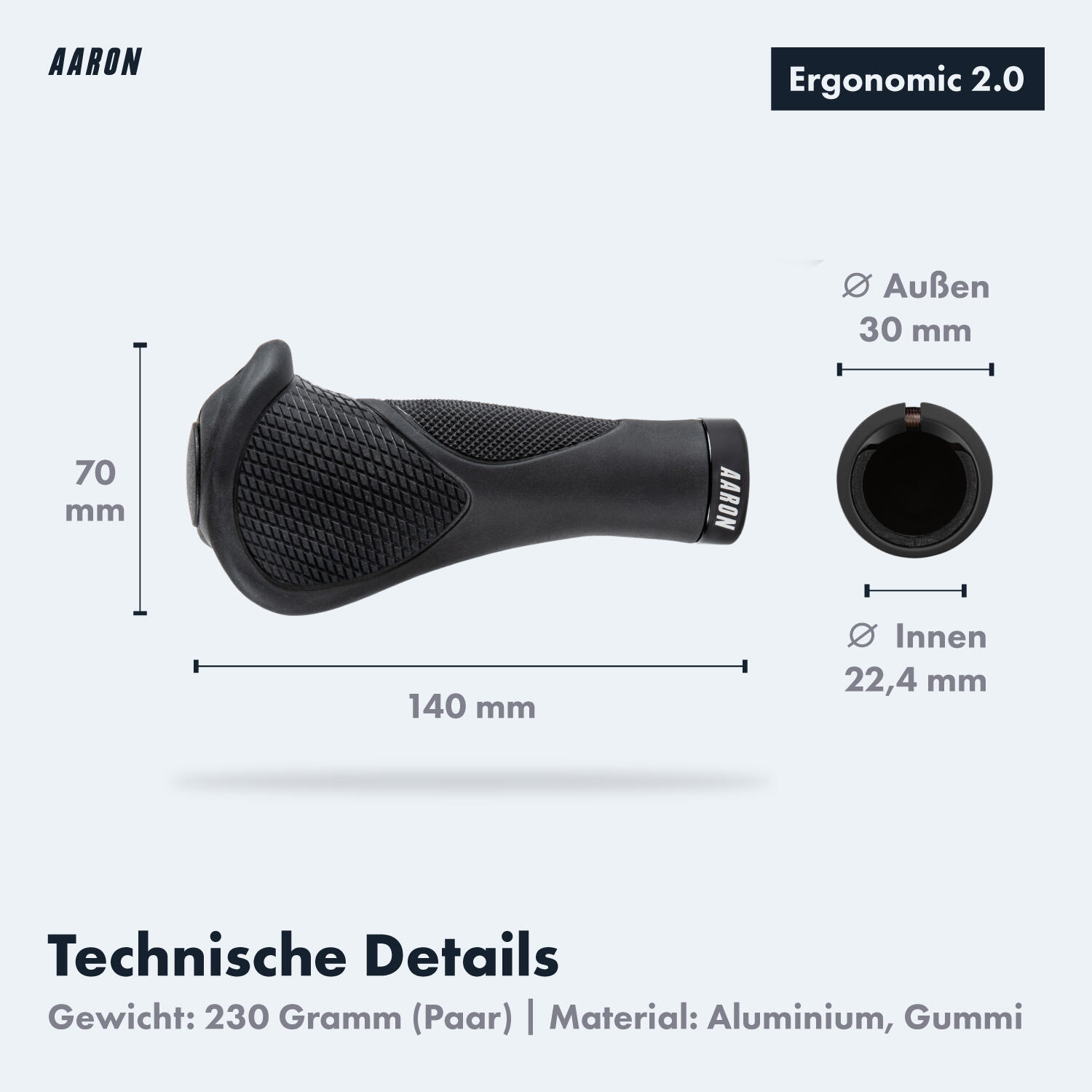 Ergonomic Fahrradgriff mit Gel-Dämpfung 140 mm, Schraubklemmung, schwarz 4/5