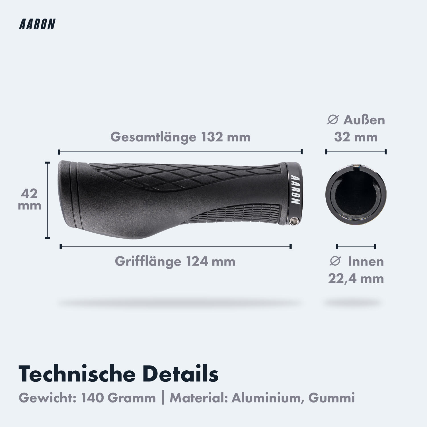 FIT Fahrradgriffe - Ergonomisch, rutschfest, mit Klemmring - Schwarz 4/6