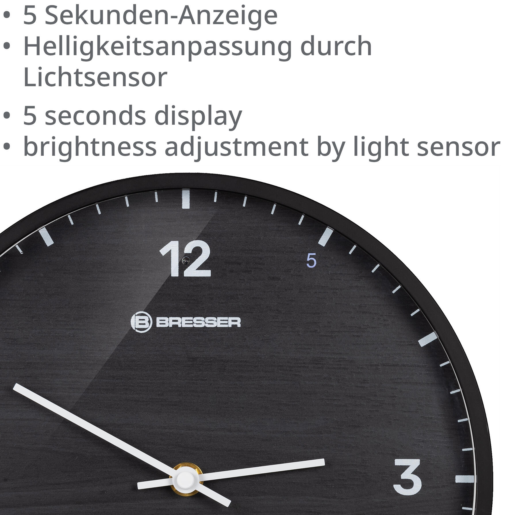 MyTime LEDsec Horloge murale 24 cm avec affichage de la température 6/6