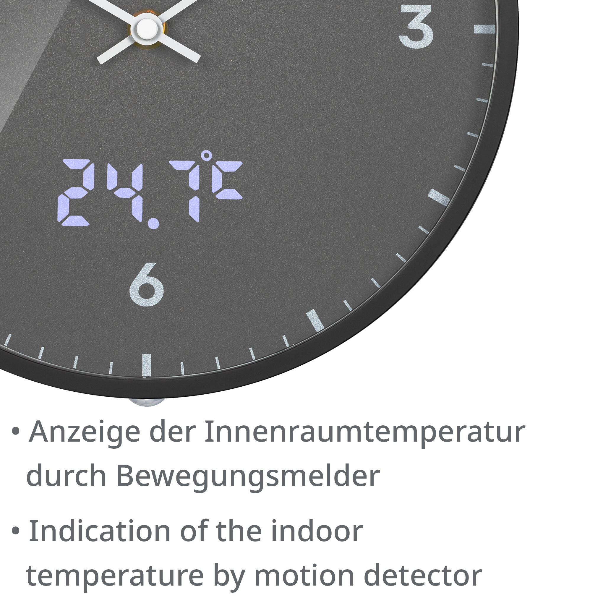 MyTime LEDsec Wanduhr 24 cm - anthrazit 6/6