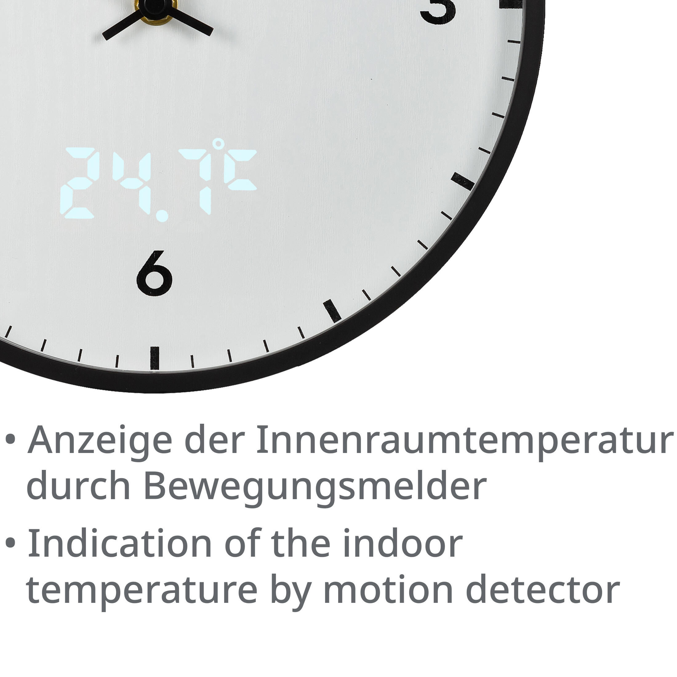 MyTime LEDsec Horloge murale 24 cm avec affichage de la température 6/6