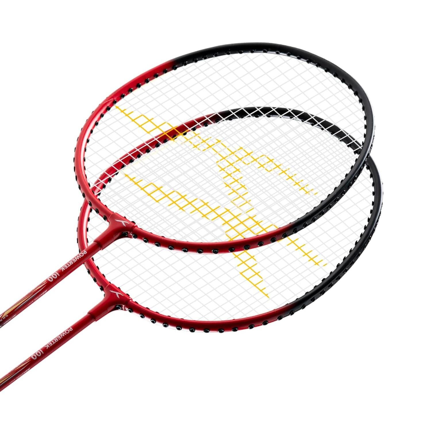 Badminton Set 2 Schläger mit Hülle - Powertek 100 Anfänger Training 3/7