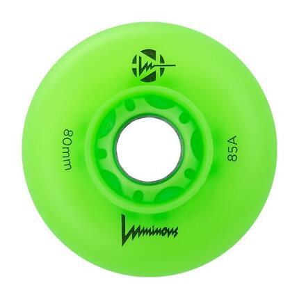 Kółka świecące do rolek Luminous Led 80mm/85A Green Apple 4 sztuki