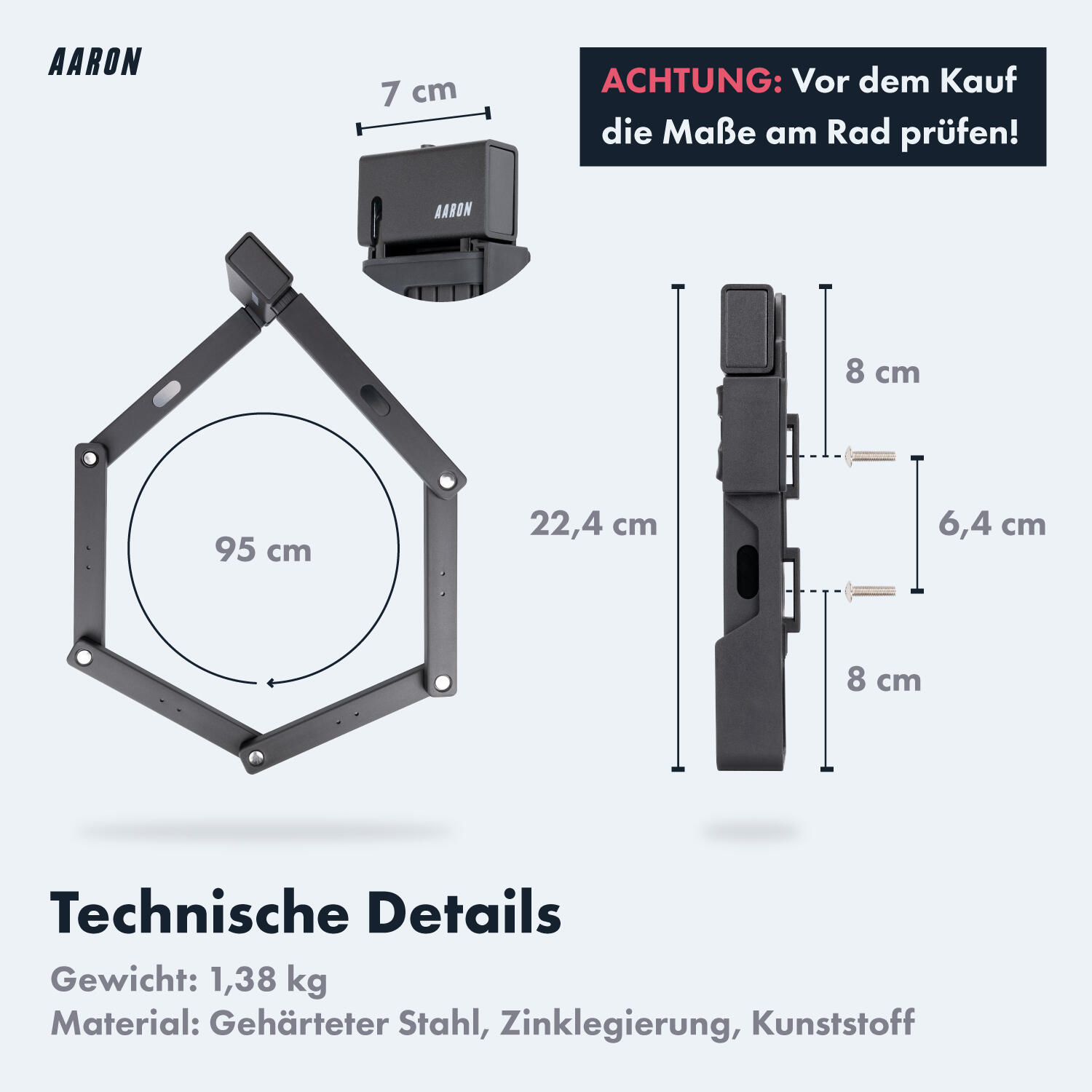 Shield Faltschloss 95 cm, Sicherheitsstufe 14 6/7