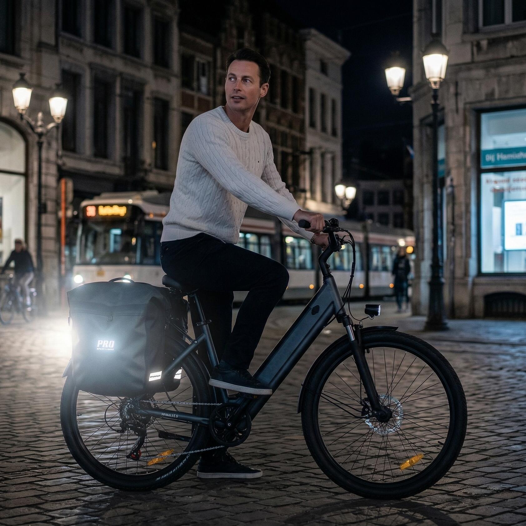 Bolsa doble para bicicleta negra 54 litros con reflectores e impermeable 2/7