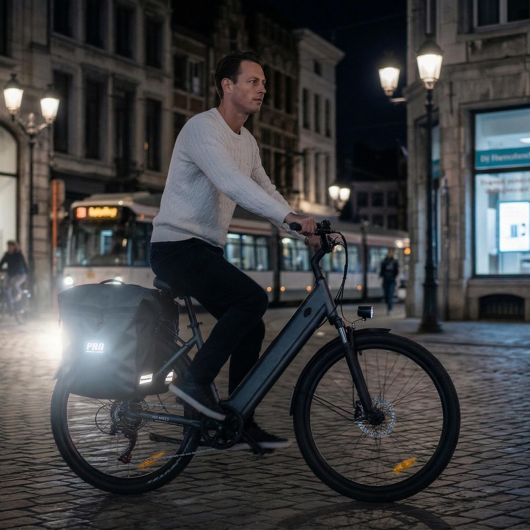 Bolsa doble para bicicleta negra 54 litros con reflectores e impermeable 6/7