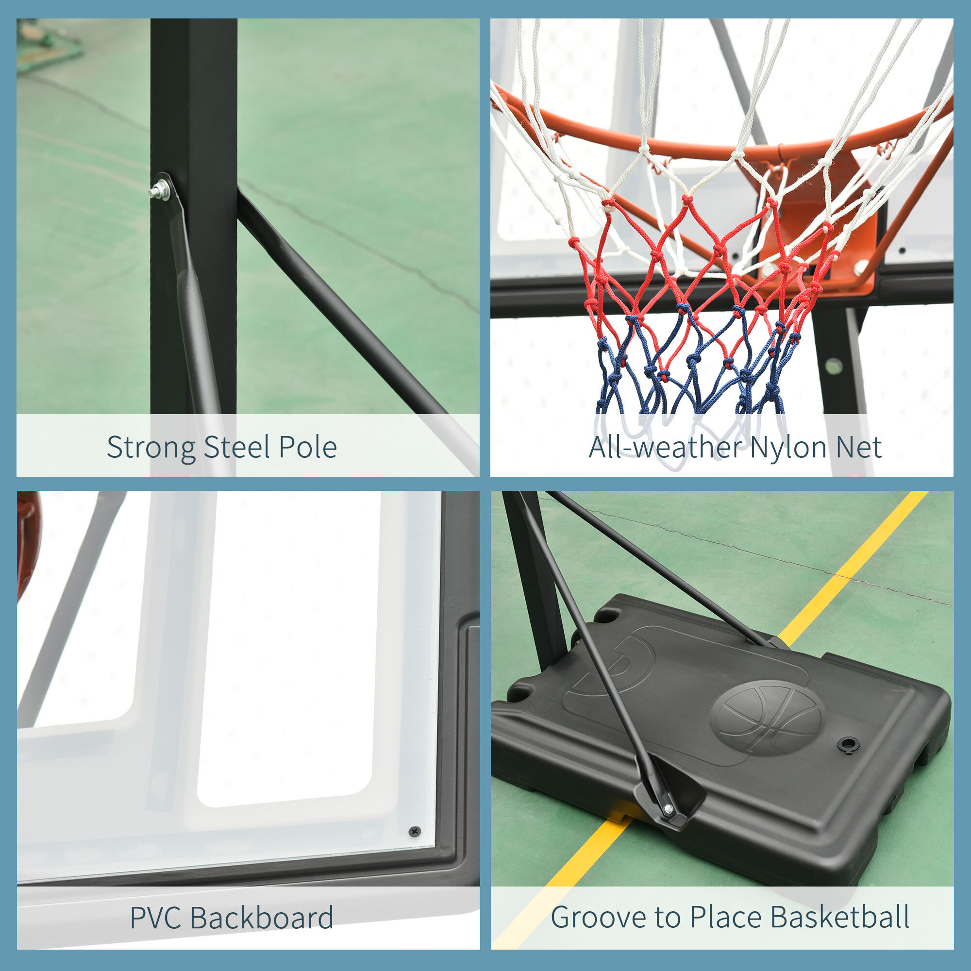 HOMCOM Canestro Basket per Adulti con Altezza Regolabile - Nero 7/7