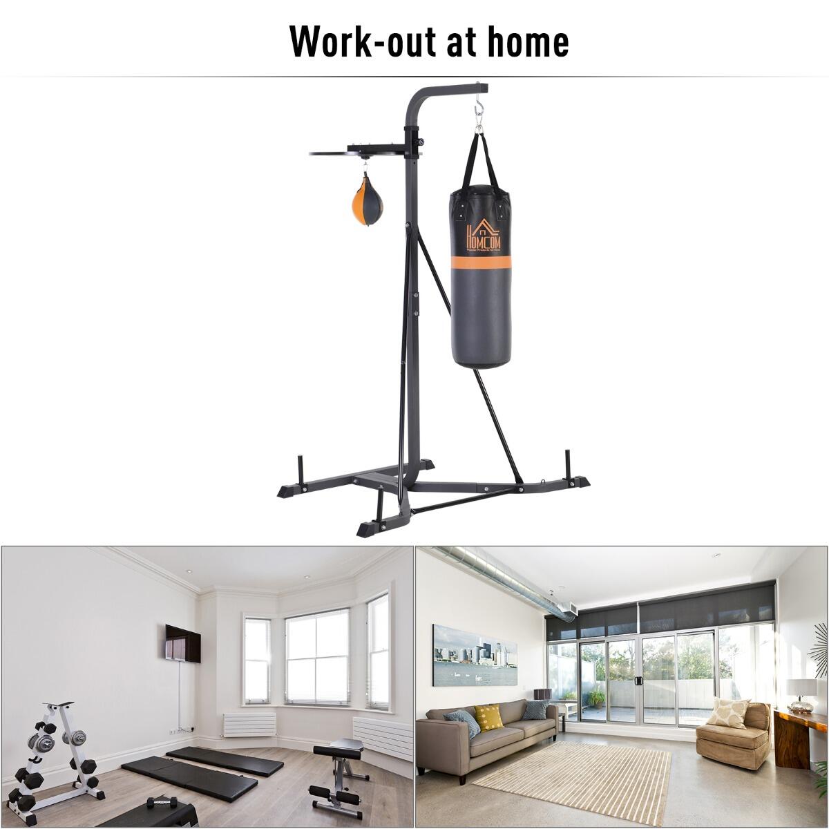 HOMCOM Stazione Sacco da Boxe con Pera da Boxe, Altezza Regolabile per Fitness 6/7