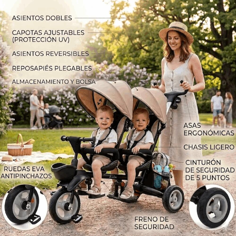 Devessport Triciclo Evolutivo Qplay G-Melar Sand 2 lugares 3/6