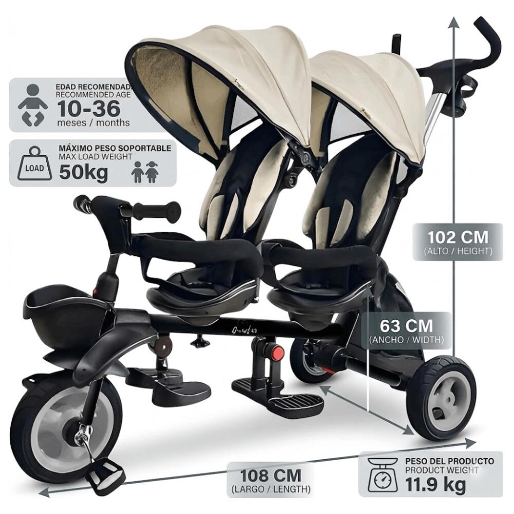 Devessport Triciclo Evolutivo Qplay G-Melar Sand 2 lugares 2/6