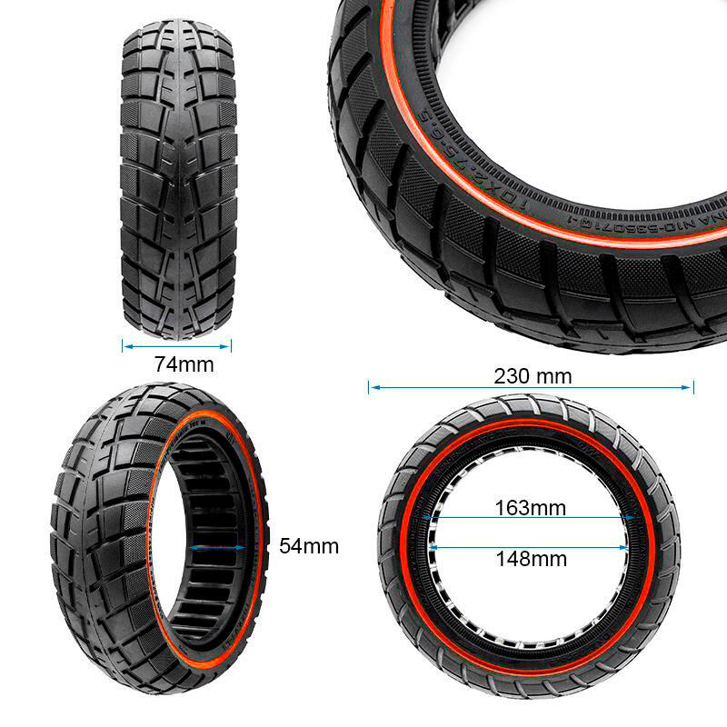 Rueda maciza ultraligera offroad 10x2,75-6,5/B55 - linea roja [Ewheel] 2/5