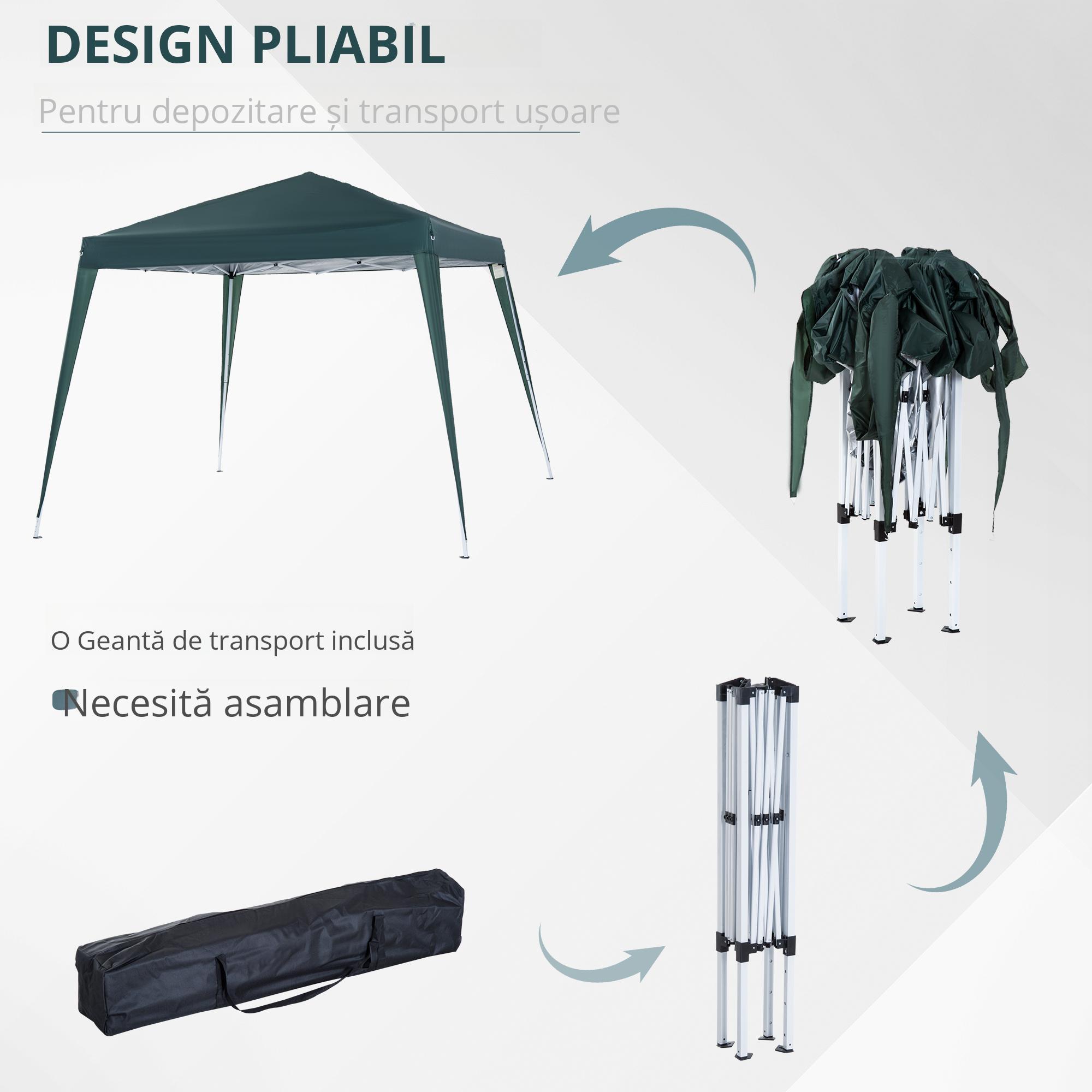 Outsunny Gazebo Pieghevole da Giardino 3x3m Acciaio e Poliestere, Verde 6/8