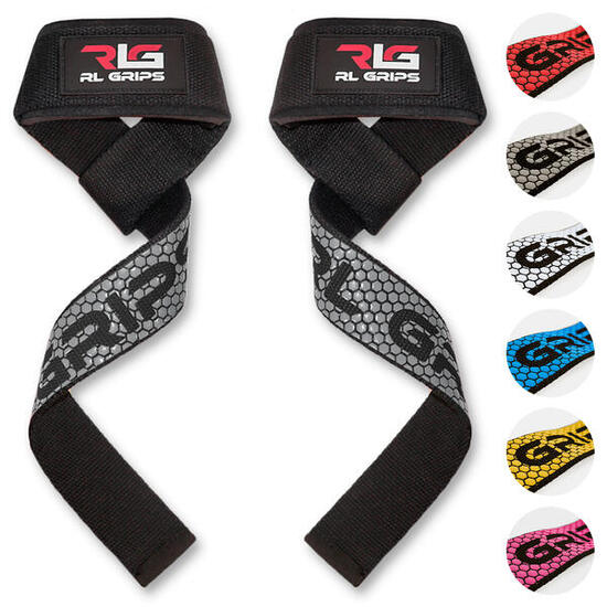 Straps Gym Haltérophilie Musculation RL GRIPS Gris avec Grip Antidérapant