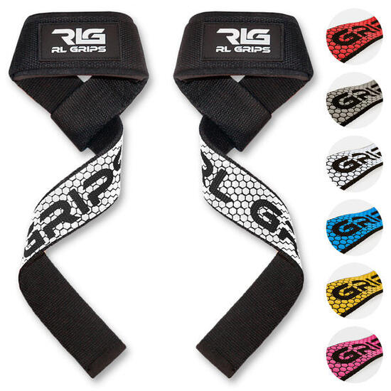Straps Gym Haltérophilie Musculation Fitness RL GRIPS Blancs Grip Antidérapant