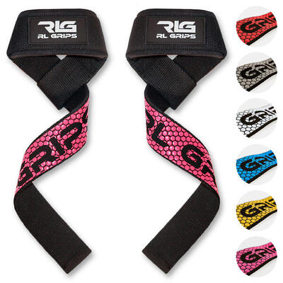 Fitness straps gewichtheffen krachttraining rl grips geel met antislip grip