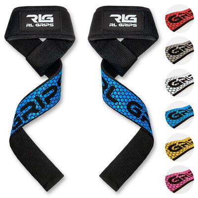 Fitness straps gewichtheffen krachttraining rl grips geel met antislip grip