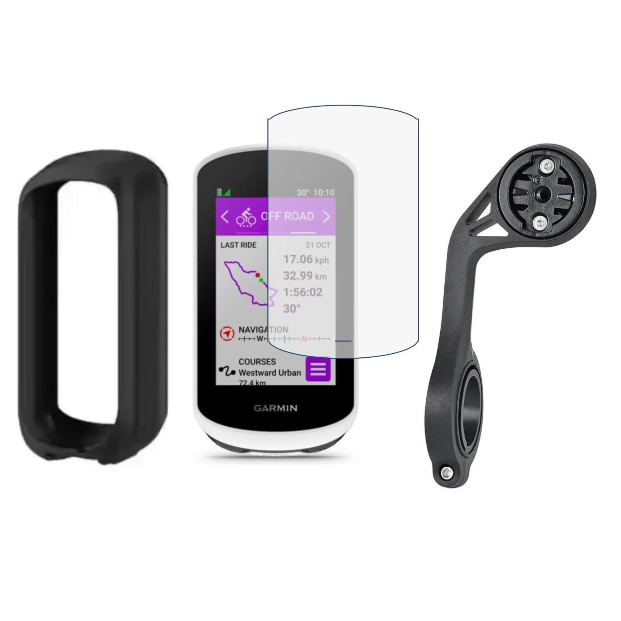 VELKYNE Balíček 3-v-1 Garmin Edge Explore 2 – Silikonové pouzdro, tvrzené sklo, XL držák