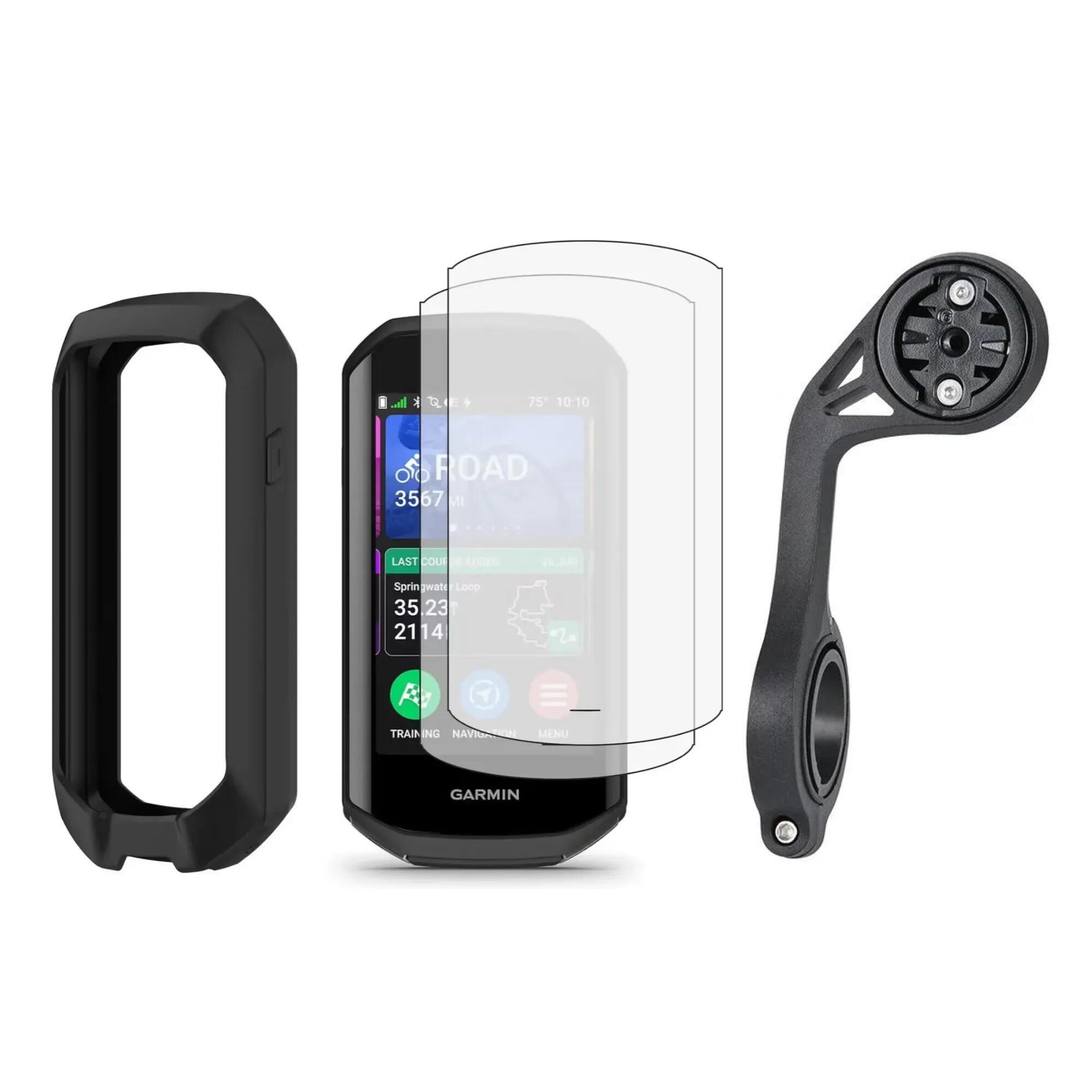 VELKYNE Balíček 3-v-1 Garmin Edge 1050: silikonové pouzdro, 2 hydrogel fólie, XL držák