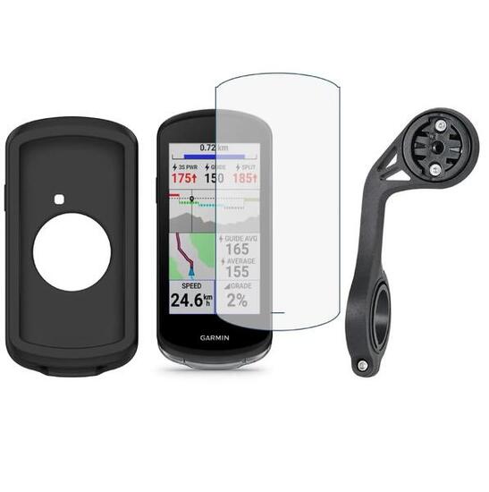 Pack 3-en-1 protección Garmin Edge 1040 – Funda, cristal templado, soporte