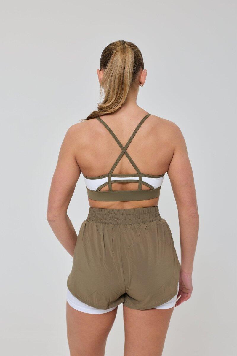 Dames Running Shorts 2-in-1 Elite Khaki 2/7