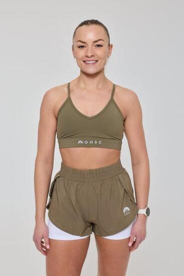 Damen Running Shorts 2-in-1 Elite Khaki