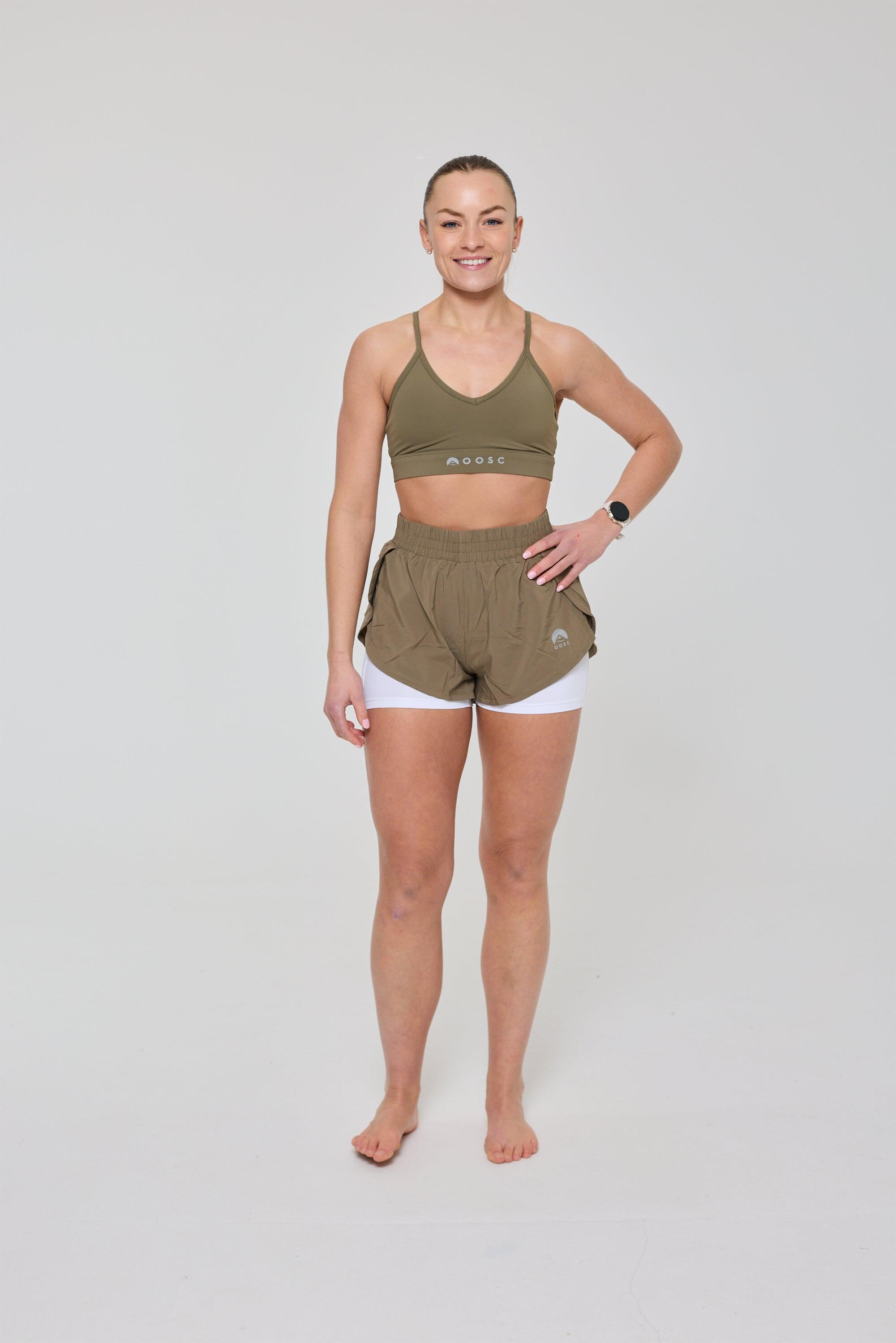 Damen Fitness Sport-BH Mittlere Stütze Infinite Khaki 3/6