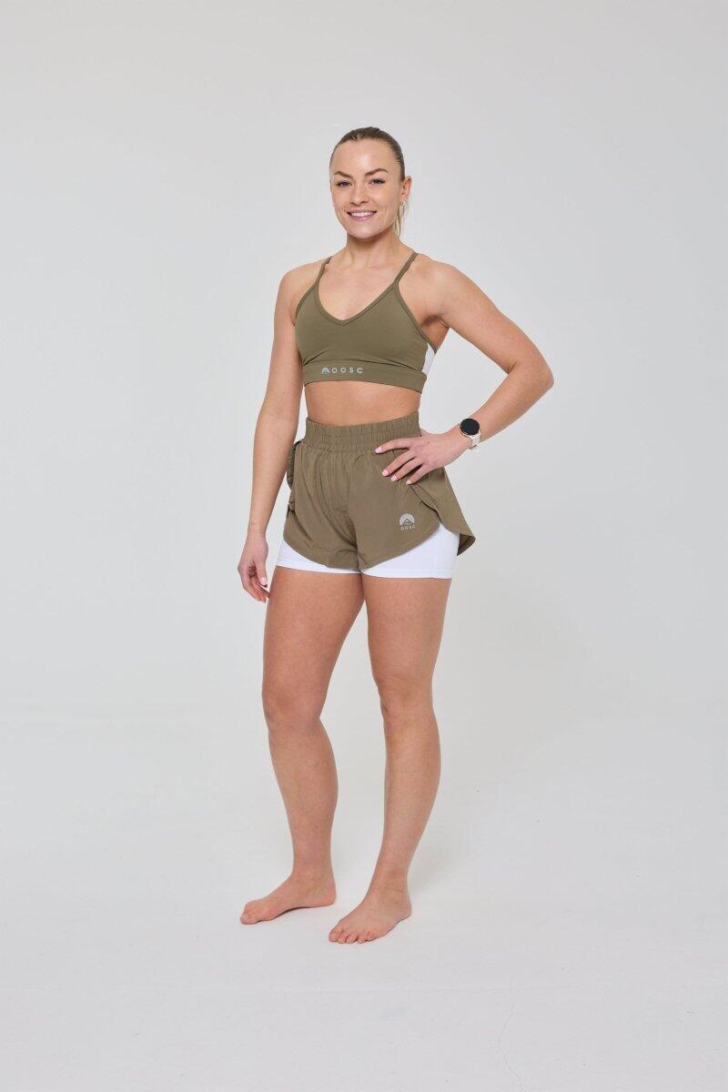 Dames Running Shorts 2-in-1 Elite Khaki 4/7