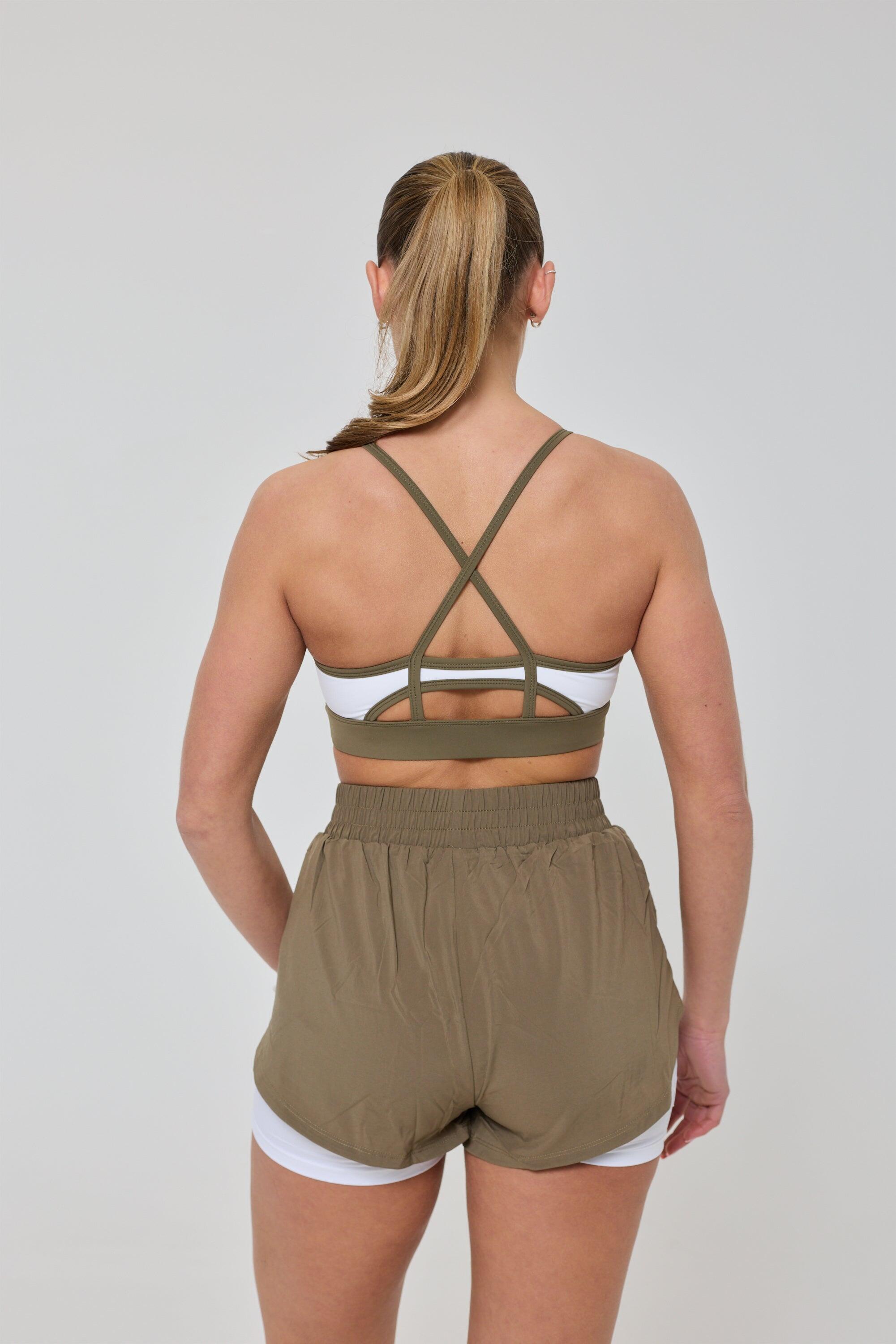 Damen Fitness Sport-BH Mittlere Stütze Infinite Khaki 2/6