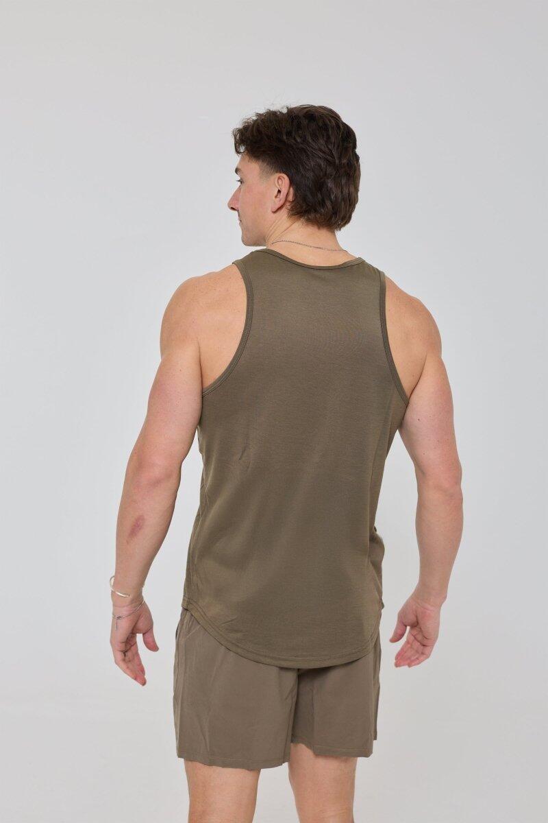 Heren Fitness Sport Tanktop Elite Khaki 2/7