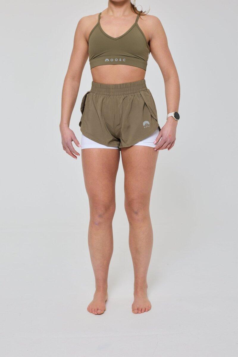 Dames Running Shorts 2-in-1 Elite Khaki 7/7