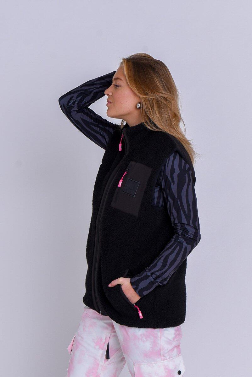 Dames Sherpa Vest Method Zwart 3/4