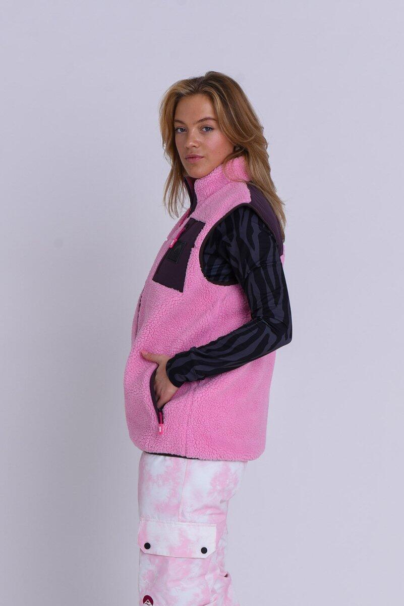 Femme Veste Sherpa Sans Manches Method Rose Poudré 3/5